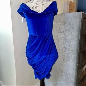 NWT Royal Blue Crushed Velvet Dress
